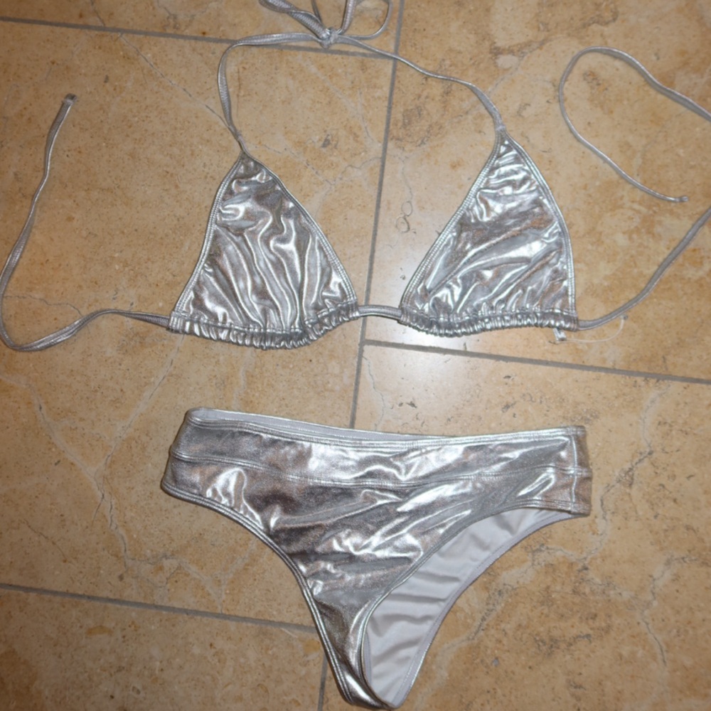 Silver Metallic Bikini Set